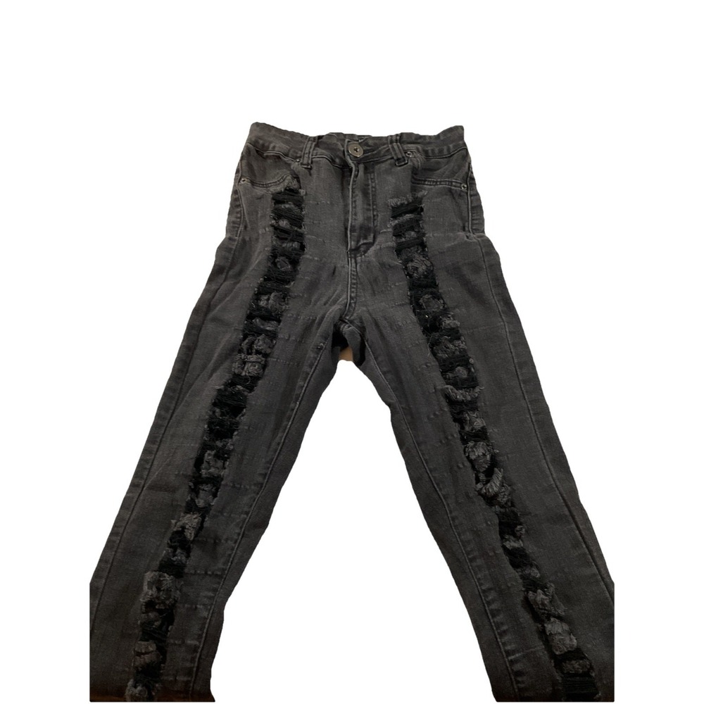 Redfox Jeans Black Denim Ripped Leg‎ Style Women's Size 7 I64
